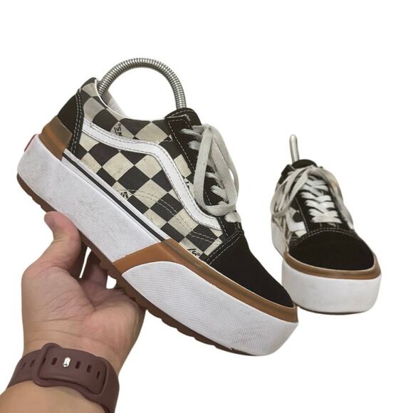Vans Old Skool Platform Sneakers Black White Checkerboard Women’s 6 - Picture 1 of 10